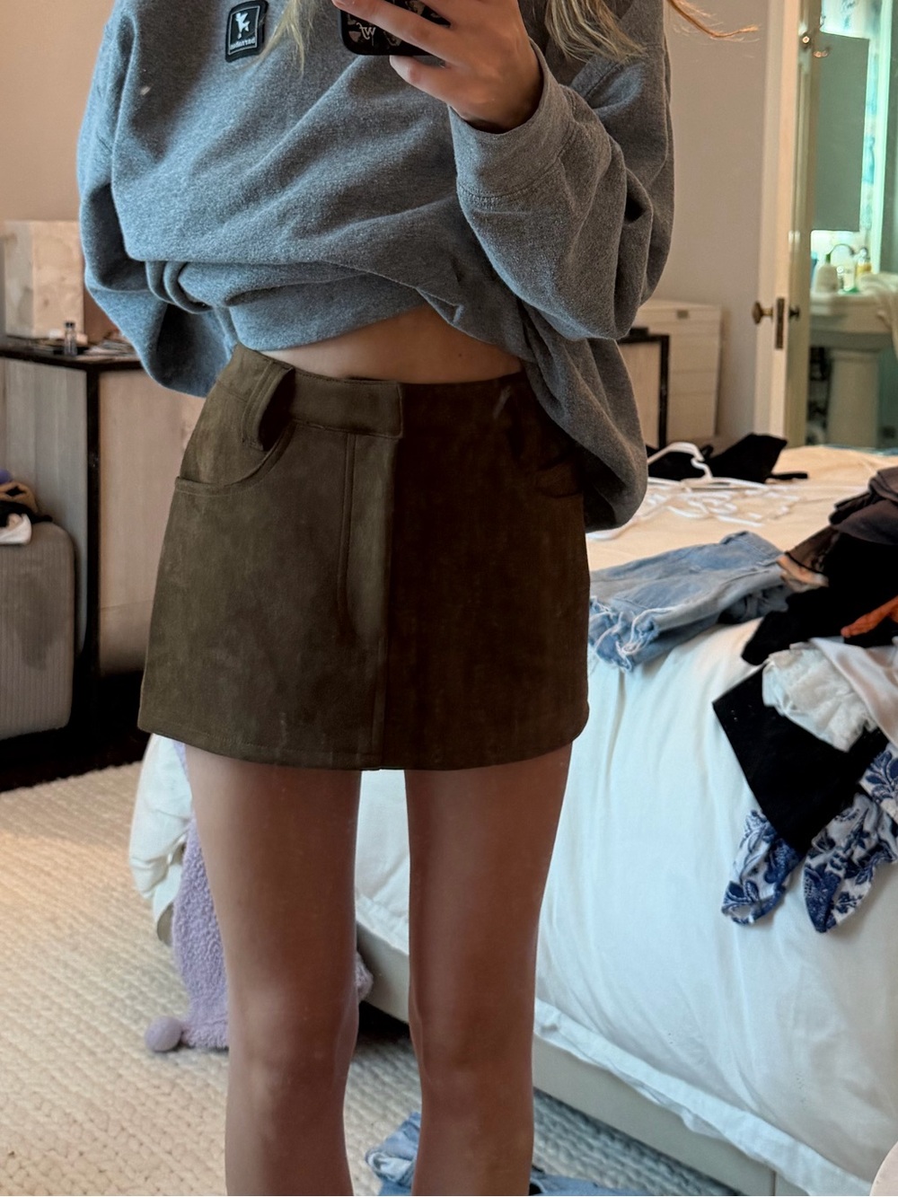 Brown Suede Mini Skirt